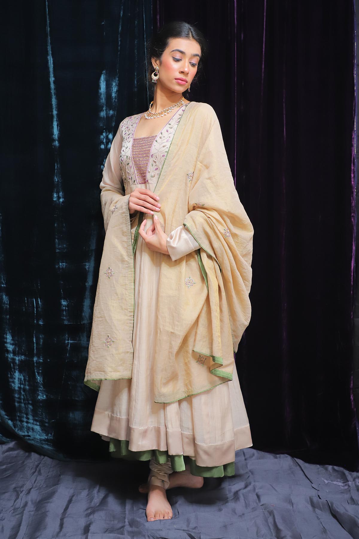Buy Brown Aari Zardosi Anarkali Set by House Of 87 for women online at ScrollnShops